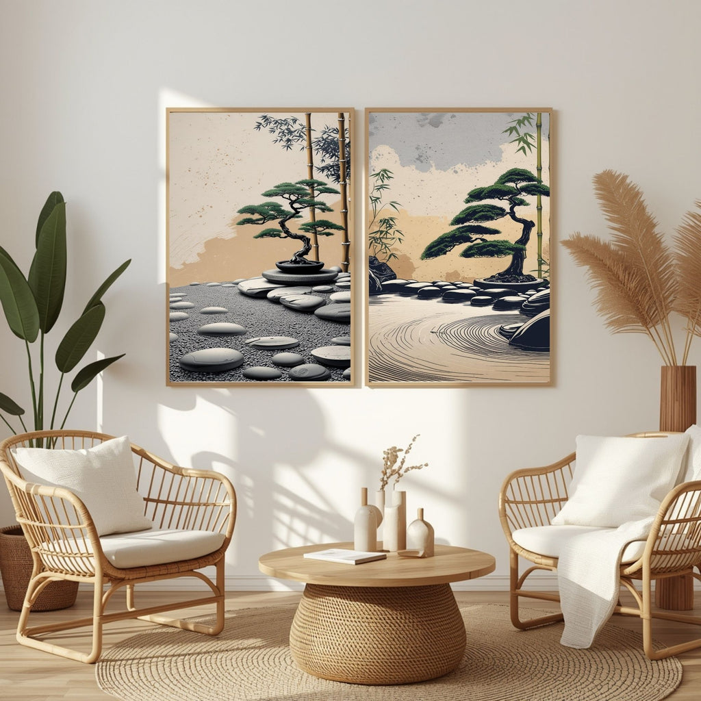 Zen Garden Wall Art Set of 2 Japanese Printable Decor