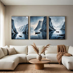 Nordic Fjord Wall Art Set of 3 | Scandinavian Mountain Lake Prints | Minimalist Nature Decor | Digital Download