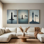 Pirate Lighthouse Wall Art Set of 3 | Nautical Coastal Prints | Maritime Adventure Decor | Digital Download