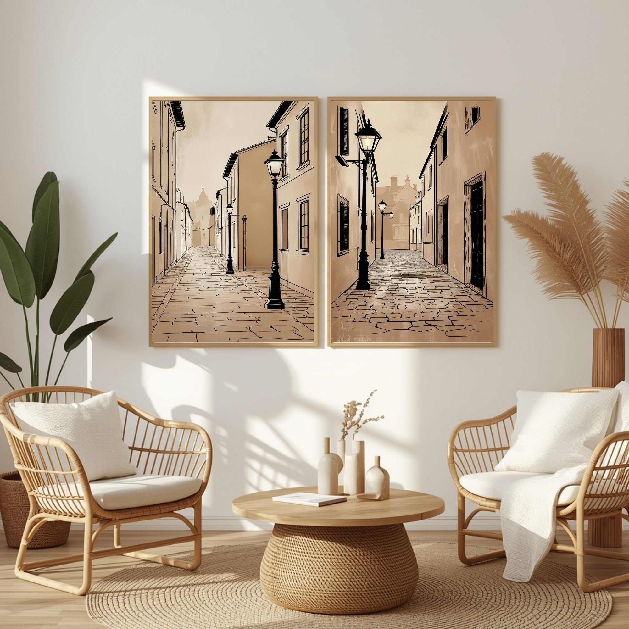 European Street Wall Art Set of 2 Vintage City Printable Decor