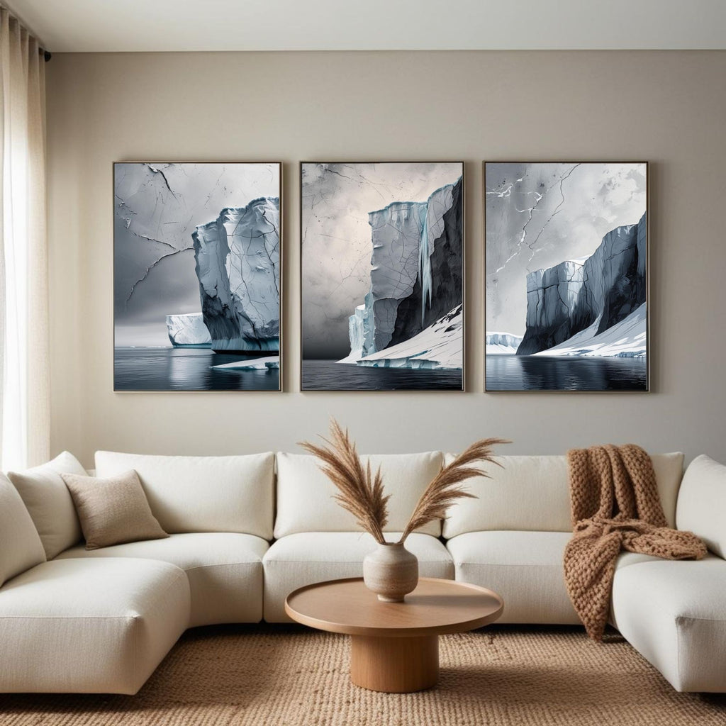 Arctic Iceberg Wall Art Set of 3 | Glacier Landscape Prints | Modern Coastal Nature Decor | Digital Download