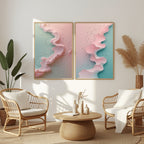 Abstract Pastel Wall Art Set of 2 Printable, Contemporary Pink Abstract Prints, Modern Home Decor, Digital Download