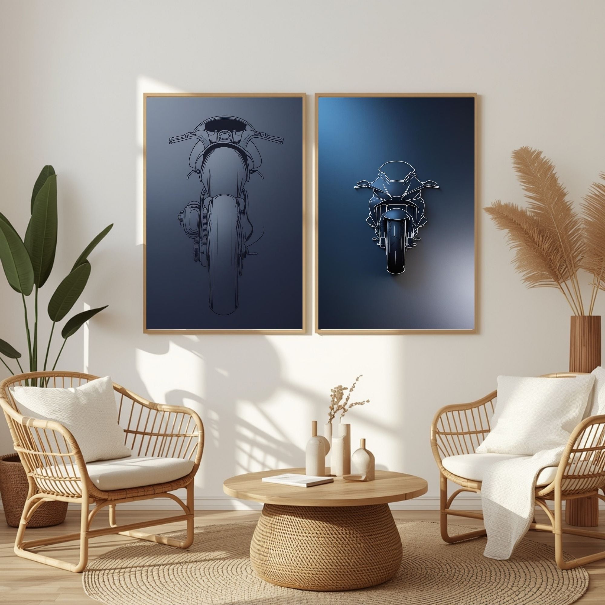 Motorcycle Wall Art Set of 2 Modern Bike Printable Decor