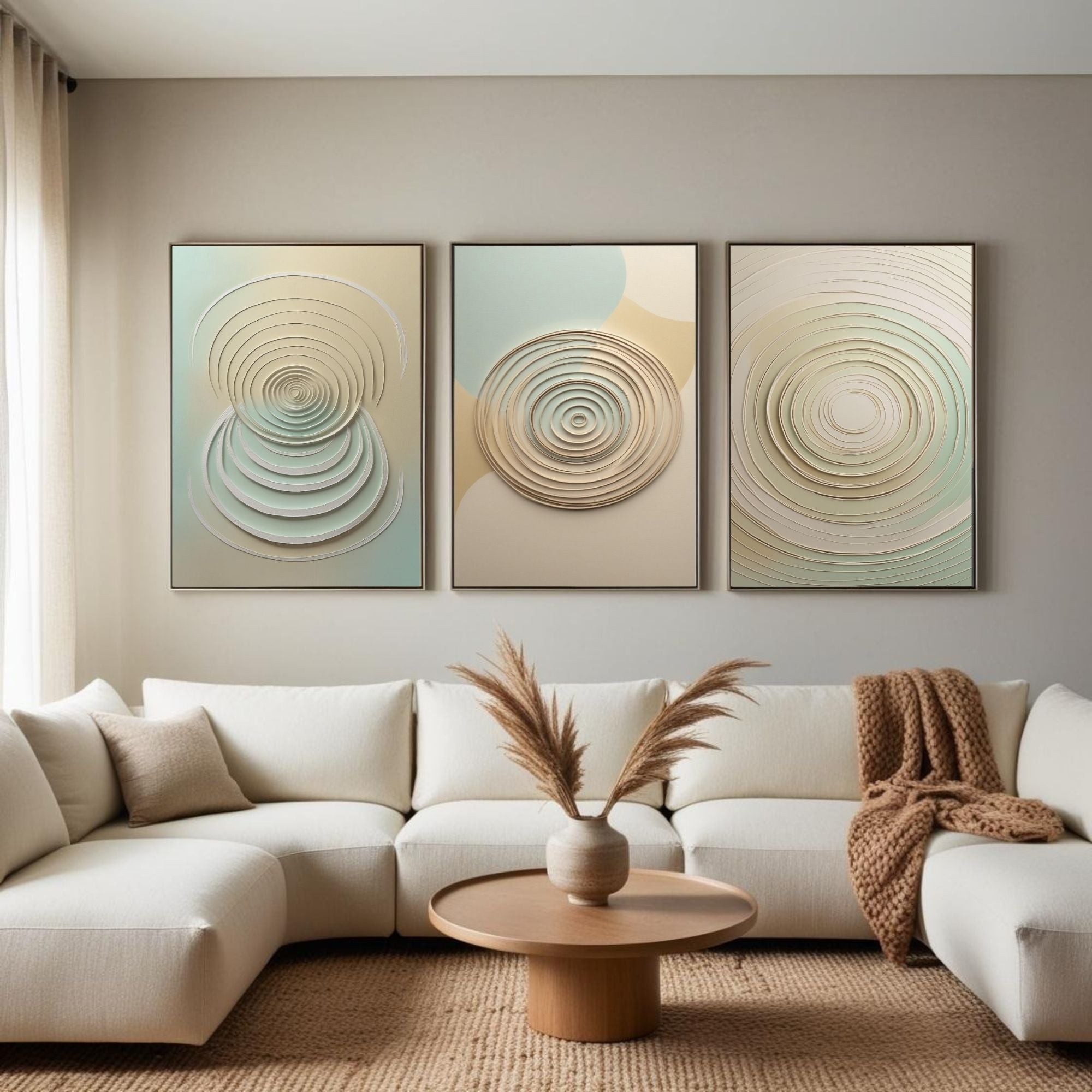 Geometric Circle Wall Art Set of 3 | Minimalist Abstract Prints | Modern Scandinavian Decor | Digital Download