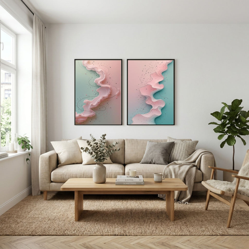 Abstract Pastel Wall Art Set of 2 Modern Printable Decor