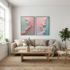 Abstract Pastel Wall Art Set of 2 Printable, Contemporary Pink Abstract Prints, Modern Home Decor, Digital Download