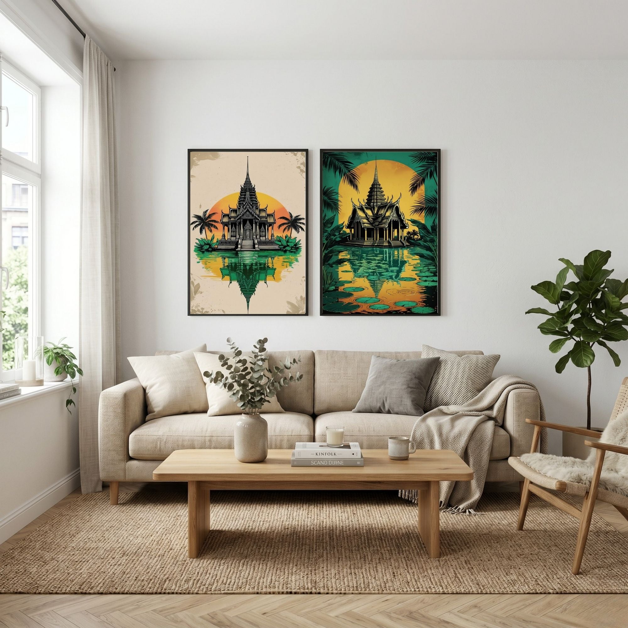 Thai Temple Wall Art Set of 2 Tropical Printable Decor