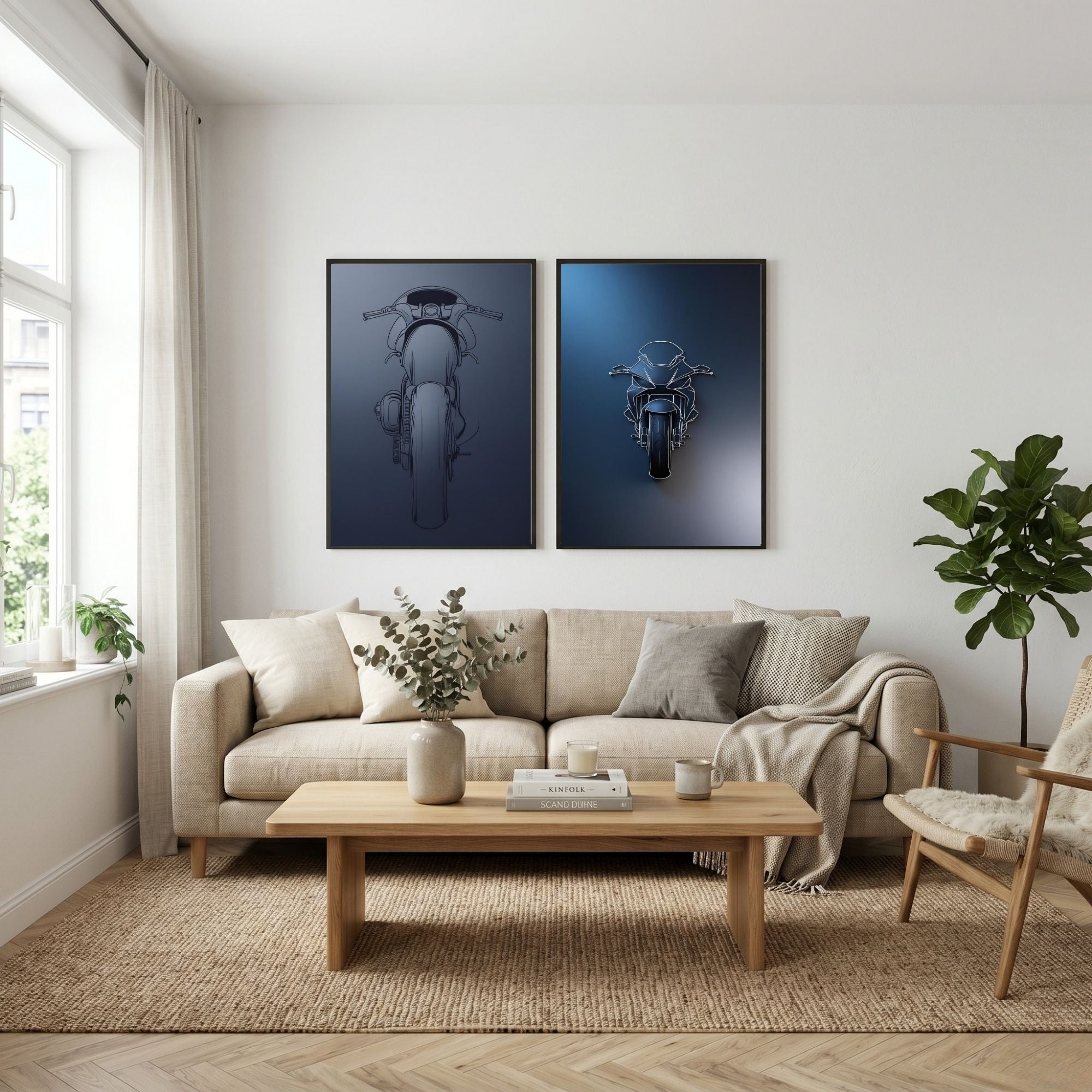 Motorcycle Wall Art Set of 2 Modern Bike Printable Decor