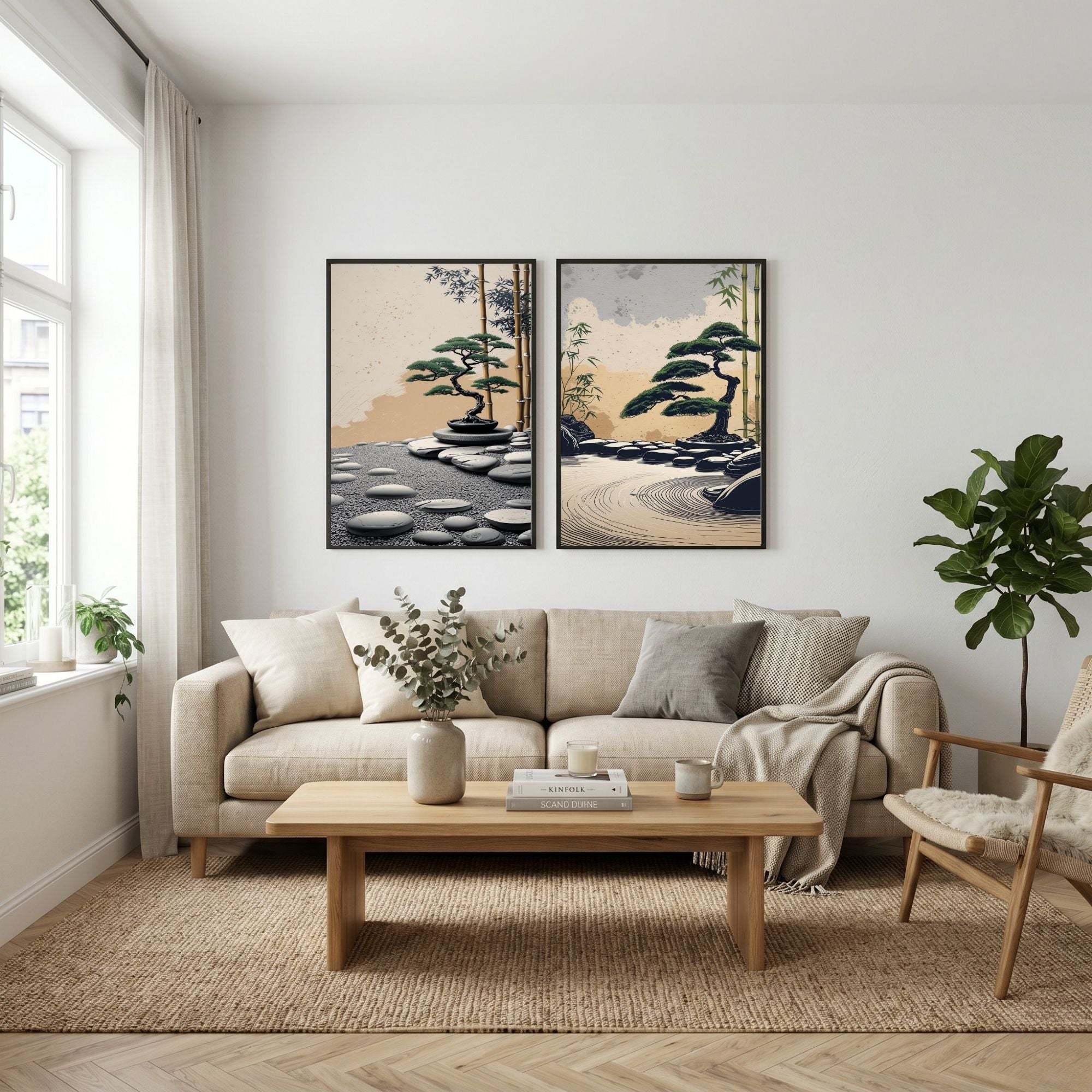 Zen Garden Wall Art Set of 2 Japanese Printable Decor