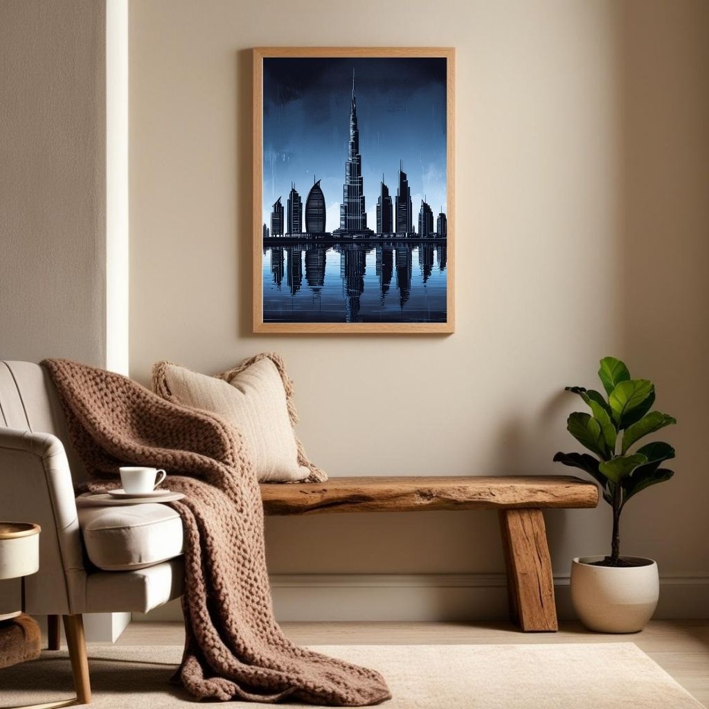 Dubai Skyline Wall Art Printable, Burj Khalifa Poster, Modern Dubai Cityscape Print, Luxury Architecture Wall Decor, Digital Download