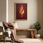 Abstract Flame Wall Art Printable, Golden Fire Minimal Poster, Modern Abstract Decor, Contemporary Digital Download Print