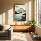 Volcanic Landscape Wall Art Printable, Japanese Coastal Nature Print, Minimal Zen Home Decor, Digital Download