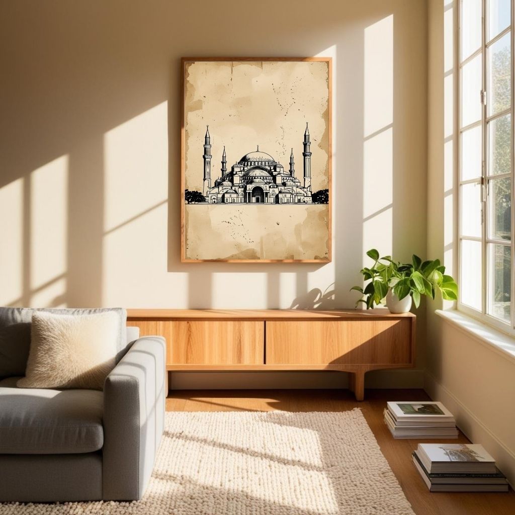 Hagia Sophia Wall Art Printable, Minimal Mosque Poster, Istanbul Architecture Print, Historic Landmark Decor, Digital Download