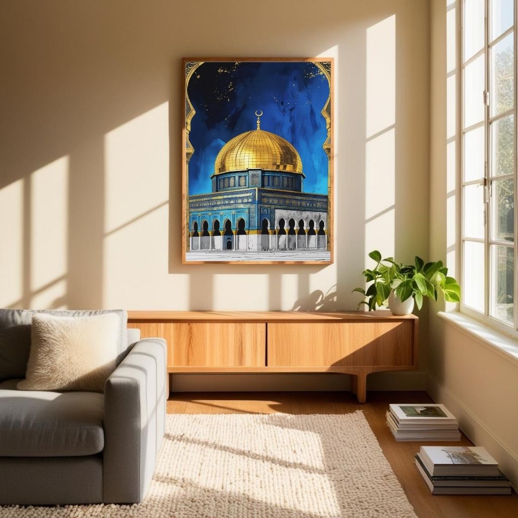 Dome of the Rock Wall Art Printable, Islamic Architecture Poster, Jerusalem Landmark Print, Mosque Wall Decor, Digital Download