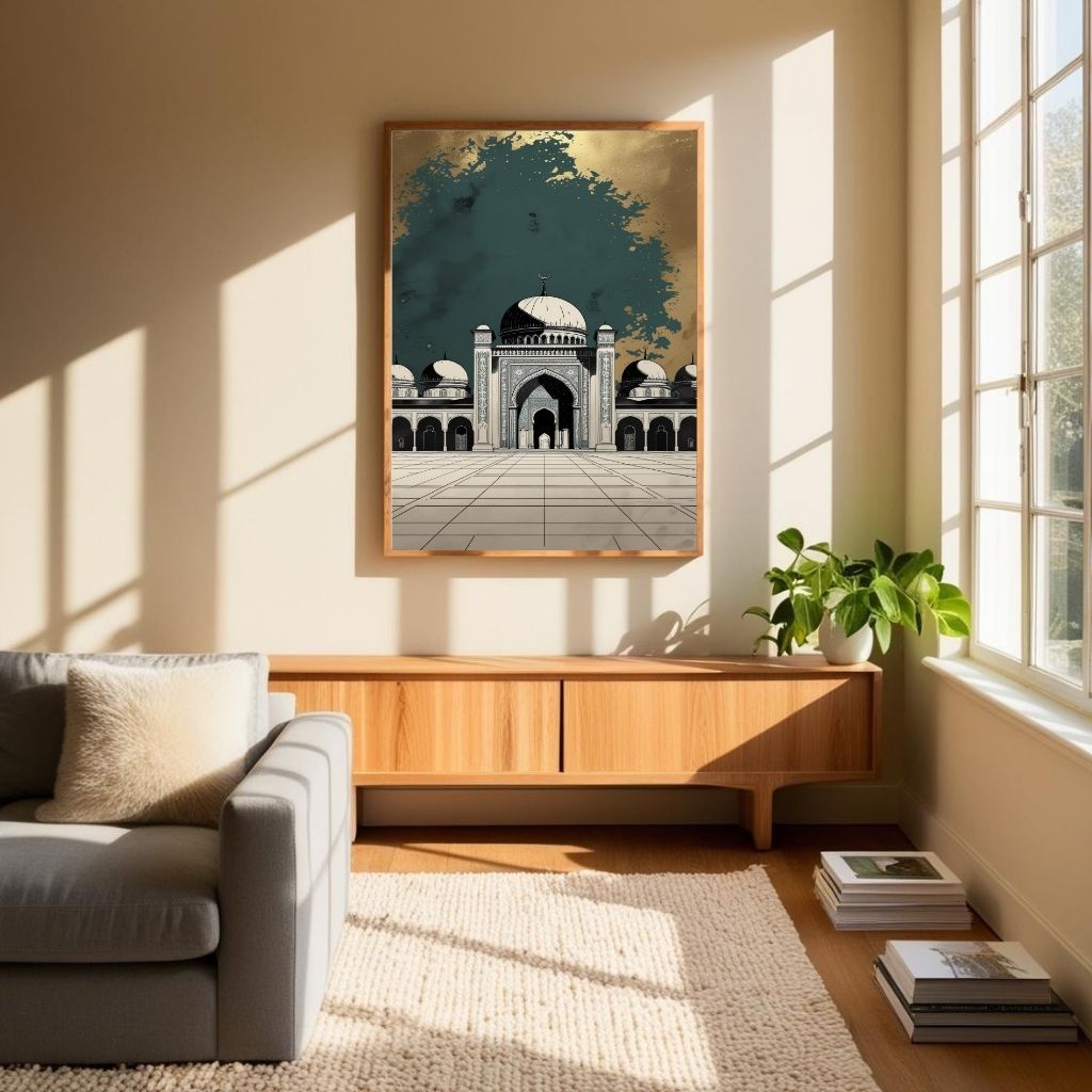 Islamic Mosque Wall Art Printable, Elegant Mosque Architecture Decor, Islamic Digital Download Print