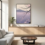 Cherry Blossom Wall Art Printable, Japanese Landscape Decor, Sakura Mountain Poster, Digital Download Print
