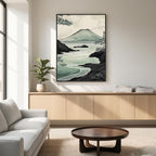 Volcanic Landscape Wall Art Printable, Japanese Coastal Nature Print, Minimal Zen Home Decor, Digital Download