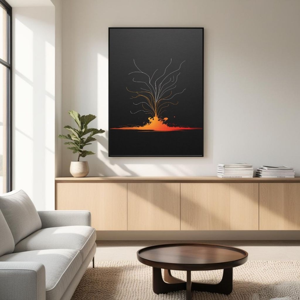 Volcano Wall Art Printable, Minimal Lava Poster, Modern Nature Decor, Digital Download Print