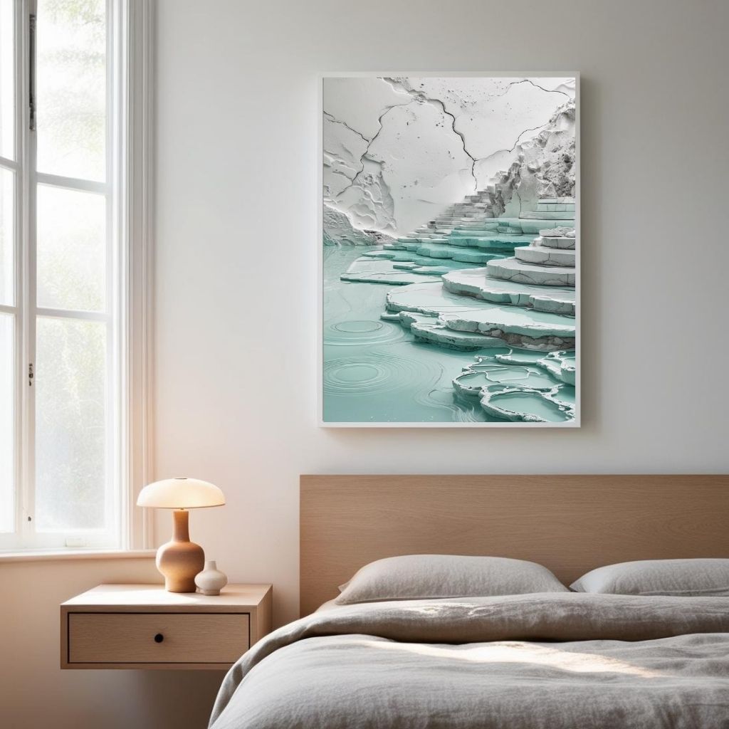 Travertine Wall Art Minimal Spa Landscape Printable Poster