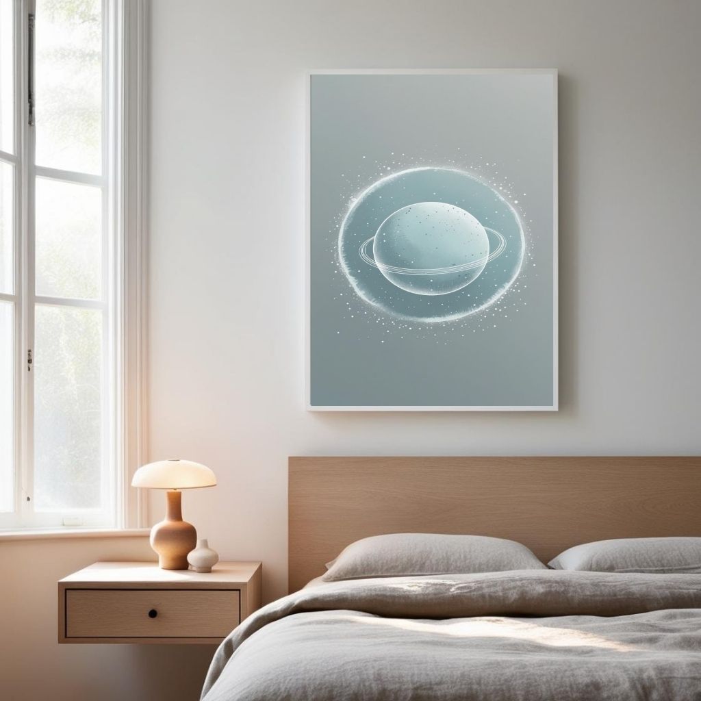 Saturn Wall Art Printable, Minimal Planet Poster, Celestial Space Decor, Digital Download Print
