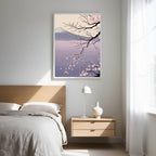 Cherry Blossom Wall Art Printable, Japanese Landscape Decor, Sakura Mountain Poster, Digital Download Print