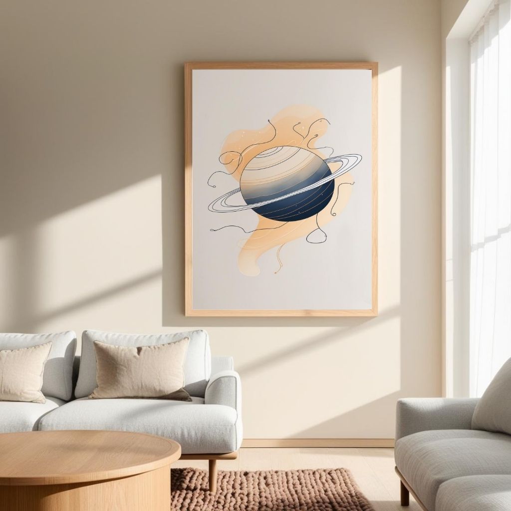 Saturn Planet Wall Art Printable, Minimal Space Poster, Modern Solar System Digital Print, Celestial Home Decor, Instant Download Artwork