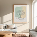 Tree Line Art Printable, Minimal Botanical Drawing, Sage Green Nature Decor, Scandinavian Modern Wall Poster, Digital Download