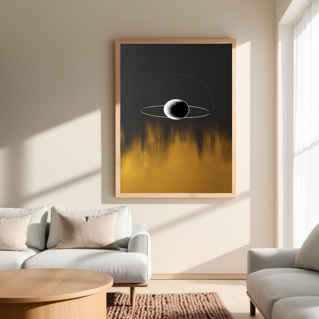 Saturn Wall Art Printable, Minimal Planet Poster, Modern Space Wall Decor, Celestial Abstract Print, Digital Download