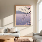 Cherry Blossom Wall Art Printable, Japanese Landscape Decor, Sakura Mountain Poster, Digital Download Print