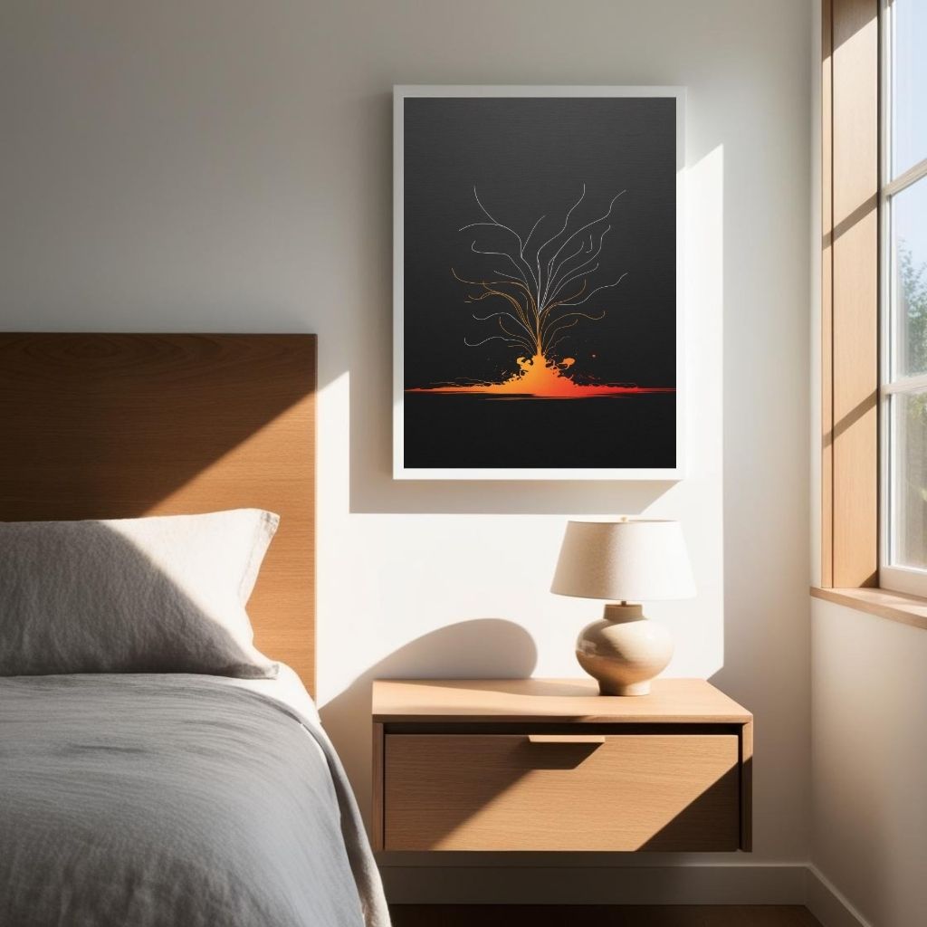 Volcano Wall Art Printable, Minimal Lava Poster, Modern Nature Decor, Digital Download Print