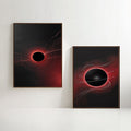 Black Hole Wall Art Set of 2 | Cosmic Eclipse Prints | Abstract Space Artwork | Red and Black Celestial Decor | Modern Astronomy Wall Art | Digital Download