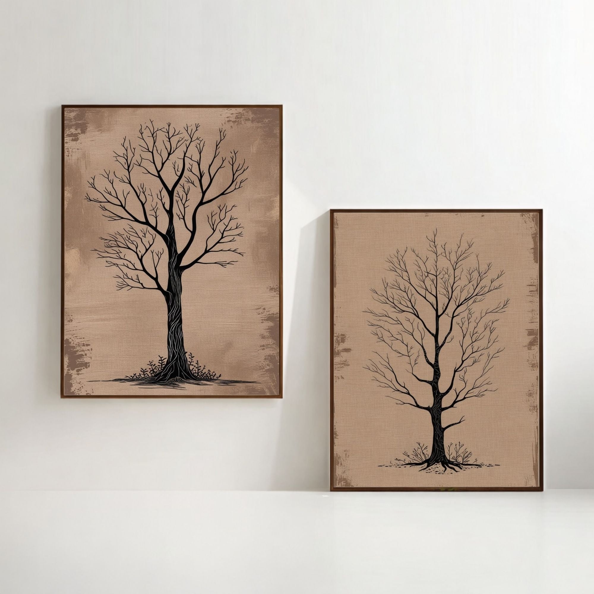 Minimalist Tree Wall Art Set of 2 Bare Tree Printable Prints