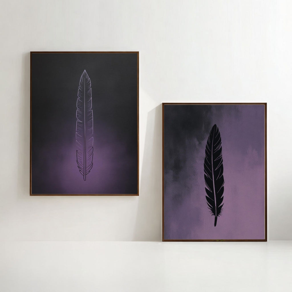 Feather Wall Art Set of 2 Minimalist Printable Decor
