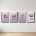 Pastel Floral Wall Art Set of 4 | Minimalist Flower Prints | Elegant Botanical Decor | Digital Download