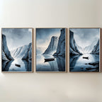 Nordic Fjord Wall Art Set of 3 | Scandinavian Mountain Lake Prints | Minimalist Nature Decor | Digital Download