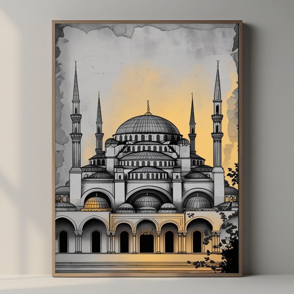 Blue Mosque Wall Art Istanbul Printable Architecture Poster
