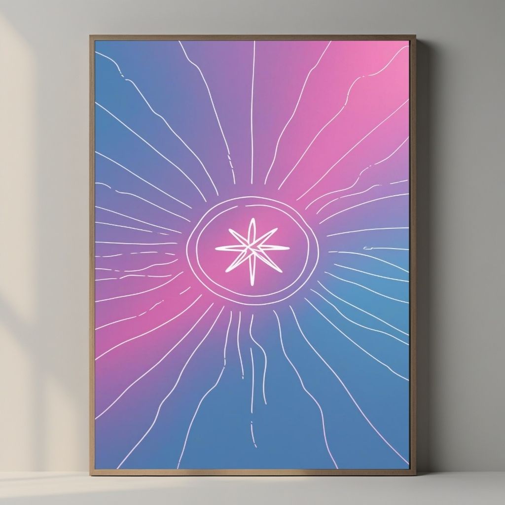Abstract Star Wall Art Modern Gradient Printable Poster
