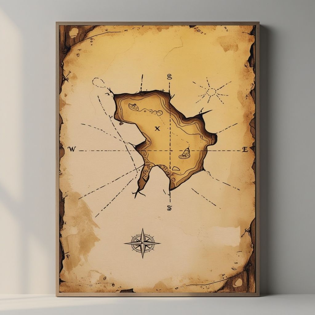 Treasure Map Wall Art Vintage Pirate Printable Poster