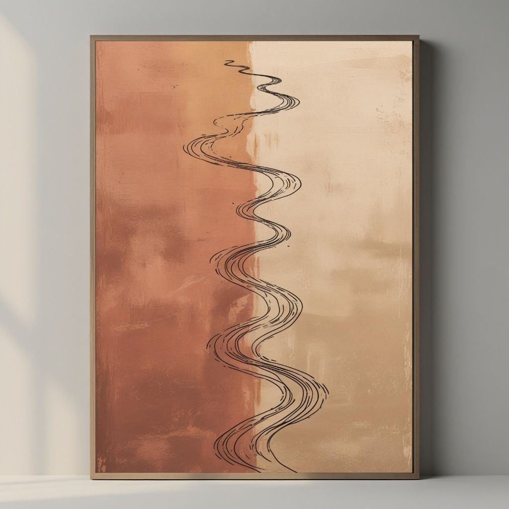 Abstract Line Wall Art Printable, Minimal Neutral Poster, Modern Boho Digital Print, Contemporary Abstract Decor, Instant Download Artwork