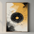 Abstract Wall Art Printable, Modern Geometric Circle Poster, Minimal Black Gold Wall Decor, Contemporary Abstract Print, Digital Download