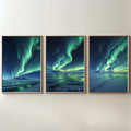Northern Lights Wall Art Set of 3 | Aurora Borealis Landscape Prints | Arctic Night Sky Decor | Digital Download