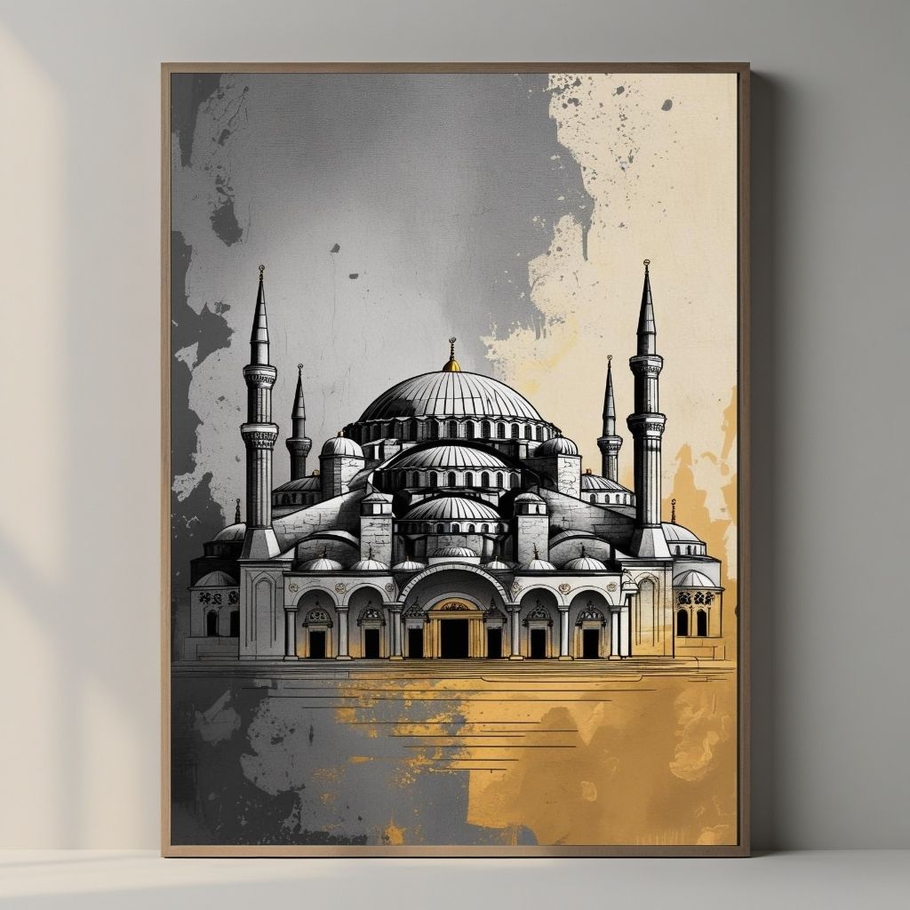 Hagia Sophia Wall Art Printable, Istanbul Mosque Poster, Ottoman Architecture Decor, Historic Landmark Print, Digital Download Print