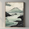 Japanese Mountain Landscape Wall Art | Minimalist Nature Print | Zen Coastal Decor | Digital Download