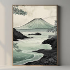Volcanic Landscape Wall Art Printable, Japanese Coastal Nature Print, Minimal Zen Home Decor, Digital Download