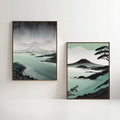 Japanese Landscape Wall Art Set of 2 Mount Fuji Printable Prints