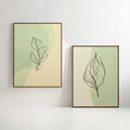 Minimalist Leaf Wall Art Set of 2 Botanical Line Art Prints