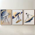 Telescope Wall Art Set of 3 | Astronomy Observatory Prints | Space Lover Decor | Scientific Illustration Artwork | Modern Celestial Wall Art | Digital Download
