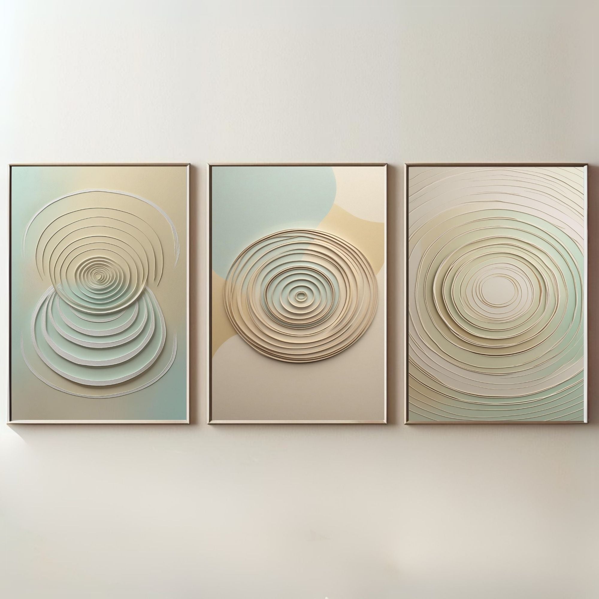 Geometric Circle Wall Art Set of 3 | Minimalist Abstract Prints | Modern Scandinavian Decor | Digital Download