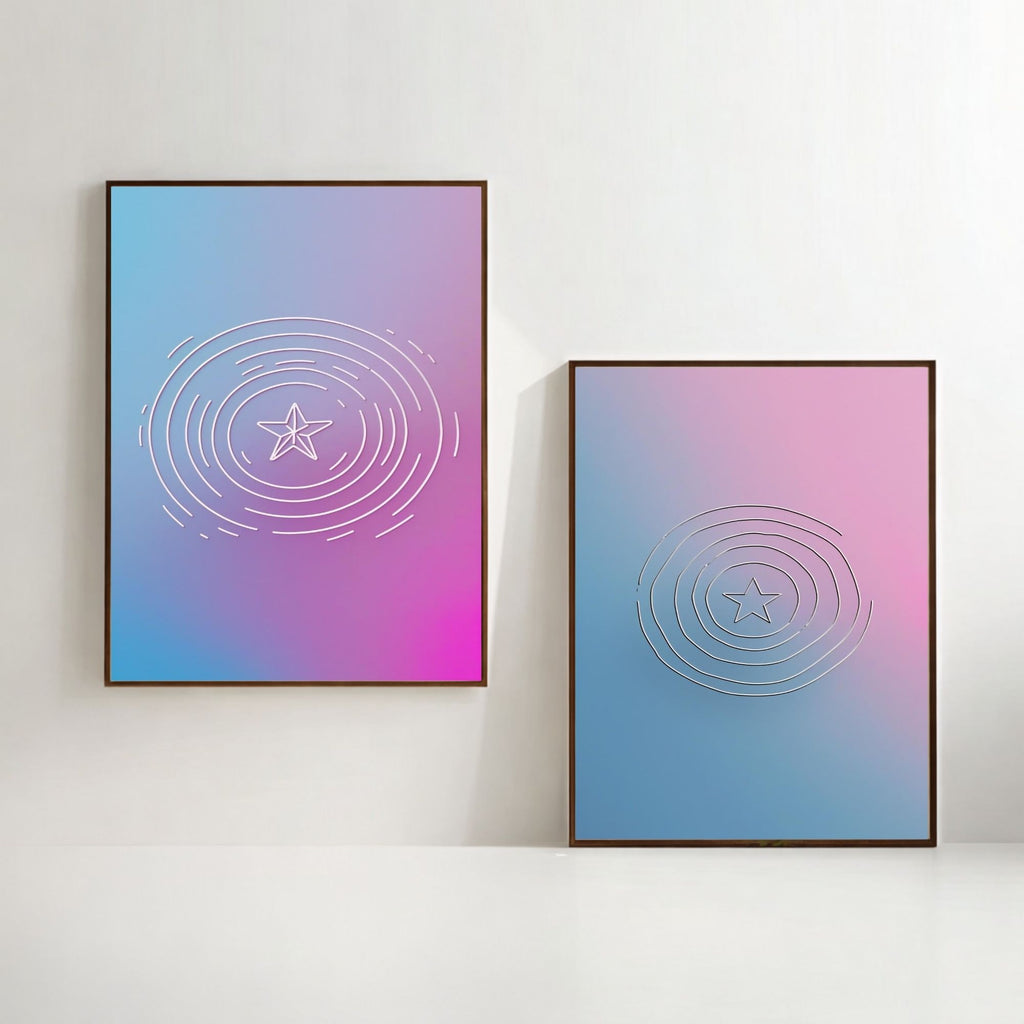 Abstract Gradient Wall Art Set of 2 Modern Minimalist Prints