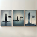Pirate Lighthouse Wall Art Set of 3 | Nautical Coastal Prints | Maritime Adventure Decor | Digital Download